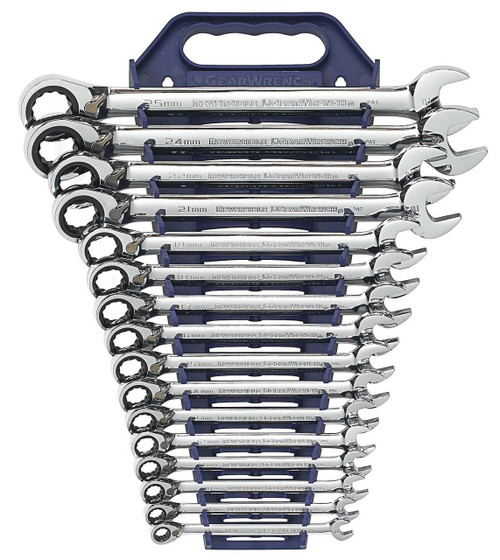 Gearwrench 9602 16-Piece Reversible Combination Ratcheting Wrench Set, Metric