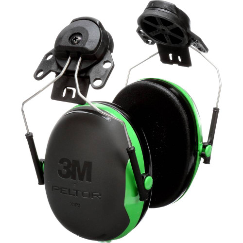 3M X1P3E Peltor Earmuffs on Hard Hat for Noise Reduction